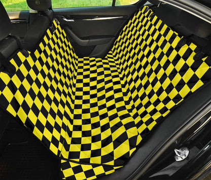 Yellow And Black Checkered Pattern Print Pet Car Back Seat Cover