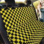 Yellow And Black Checkered Pattern Print Pet Car Back Seat Cover