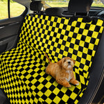 Yellow And Black Checkered Pattern Print Pet Car Back Seat Cover
