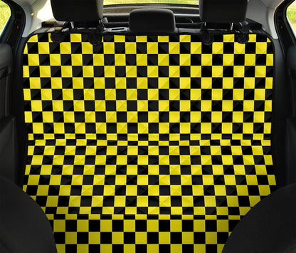 Yellow And Black Checkered Pattern Print Pet Car Back Seat Cover