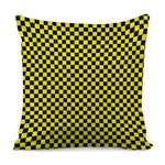Yellow And Black Checkered Pattern Print Pillow Cover