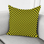 Yellow And Black Checkered Pattern Print Pillow Cover