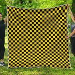 Yellow And Black Checkered Pattern Print Quilt