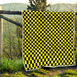Yellow And Black Checkered Pattern Print Quilt