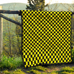 Yellow And Black Checkered Pattern Print Quilt