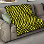 Yellow And Black Checkered Pattern Print Quilt