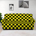 Yellow And Black Checkered Pattern Print Sofa Cover
