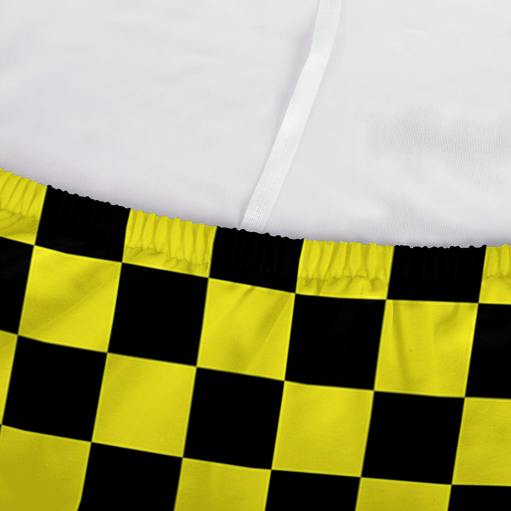 Yellow And Black Checkered Pattern Print Sofa Cover