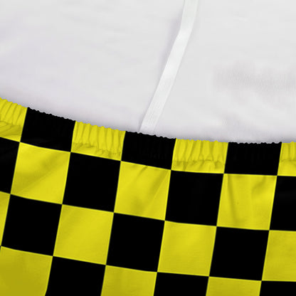 Yellow And Black Checkered Pattern Print Sofa Cover
