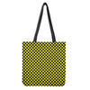 Yellow And Black Checkered Pattern Print Tote Bag