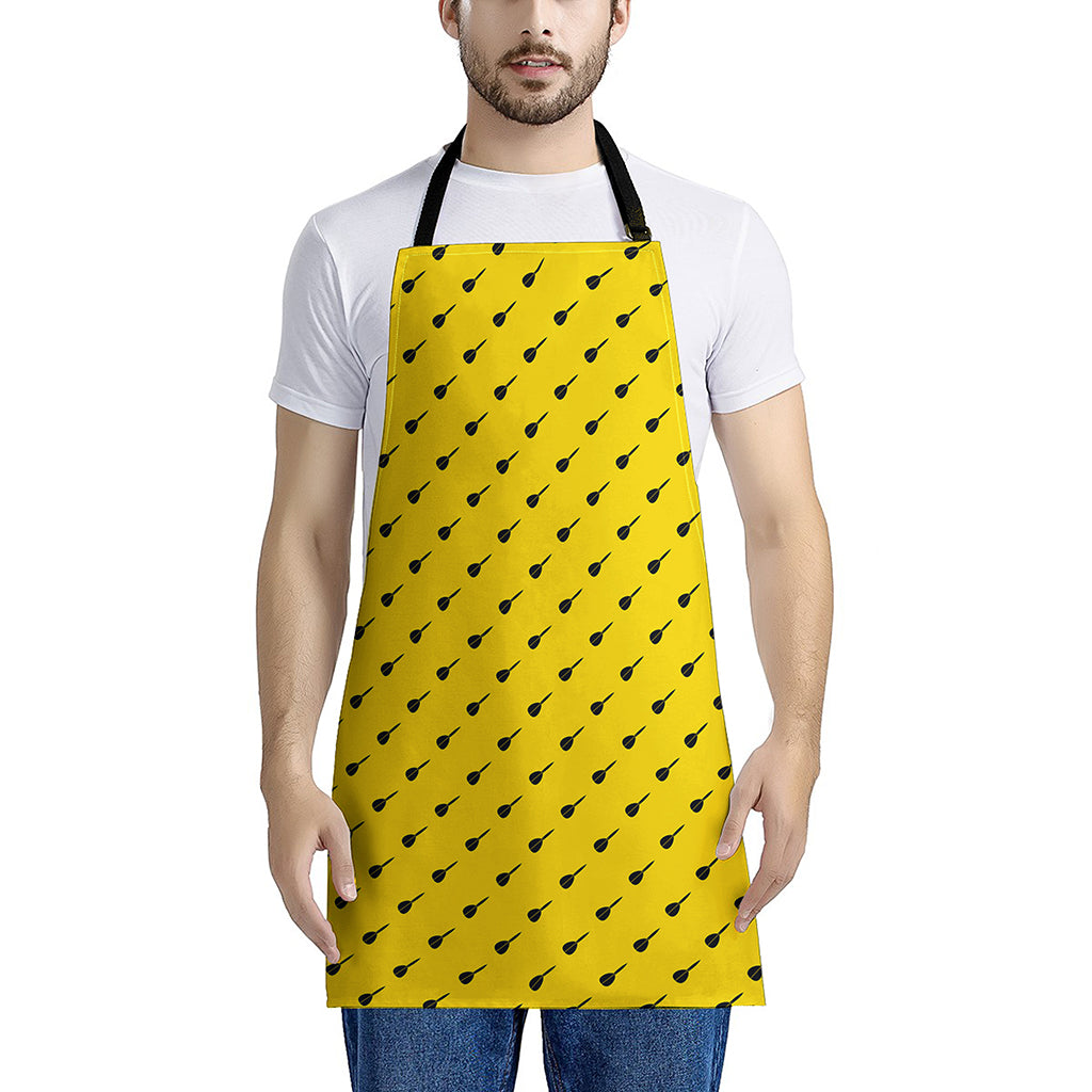 Yellow And Black Dart Pattern Print Apron