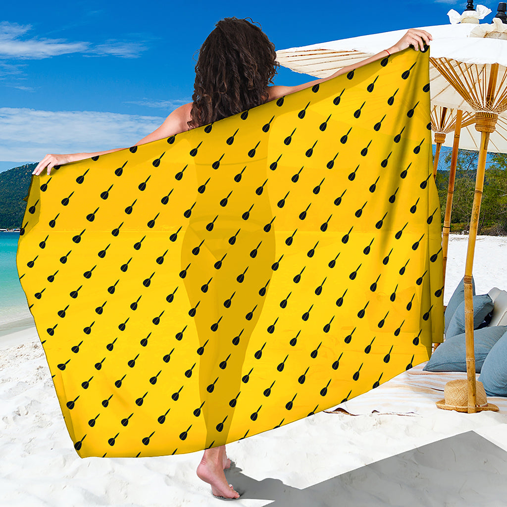 Yellow And Black Dart Pattern Print Beach Sarong Wrap