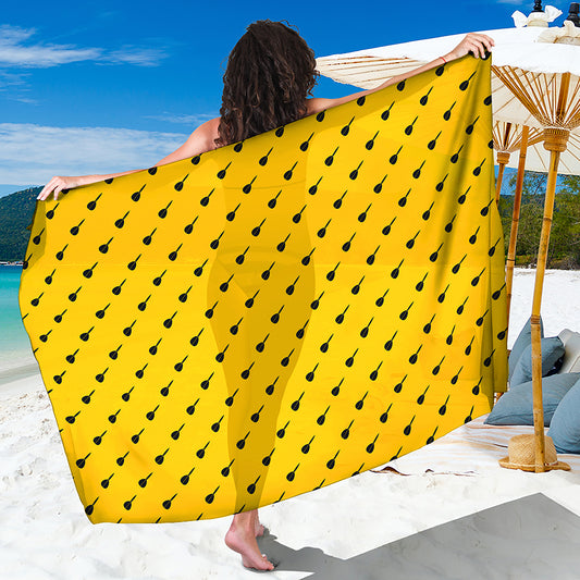 Yellow And Black Dart Pattern Print Beach Sarong Wrap