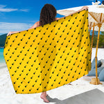 Yellow And Black Dart Pattern Print Beach Sarong Wrap