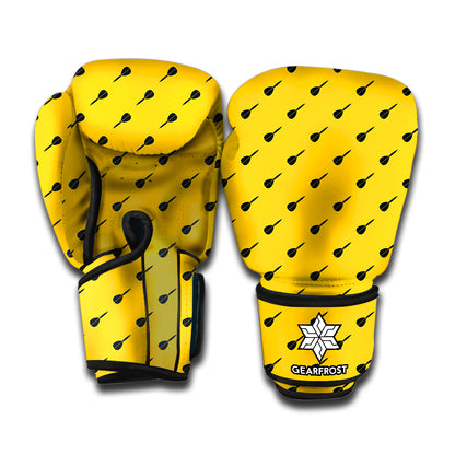 Yellow And Black Dart Pattern Print Boxing Gloves
