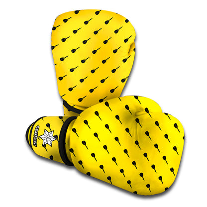 Yellow And Black Dart Pattern Print Boxing Gloves