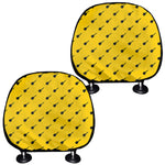 Yellow And Black Dart Pattern Print Car Headrest Covers