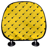Yellow And Black Dart Pattern Print Car Headrest Covers