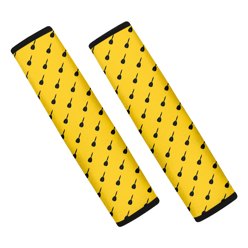 Yellow And Black Dart Pattern Print Car Seat Belt Covers