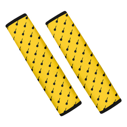 Yellow And Black Dart Pattern Print Car Seat Belt Covers