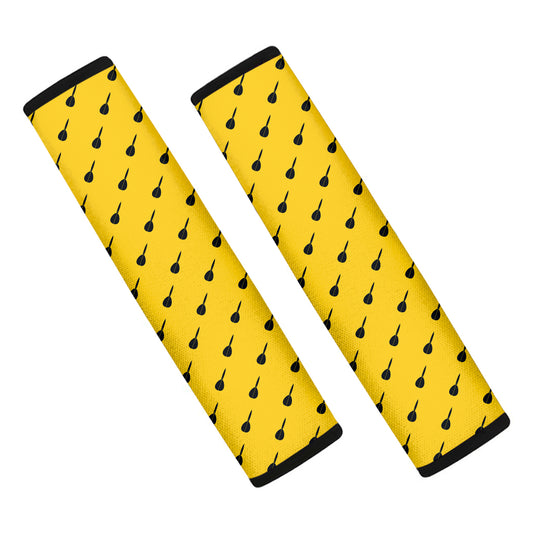 Yellow And Black Dart Pattern Print Car Seat Belt Covers