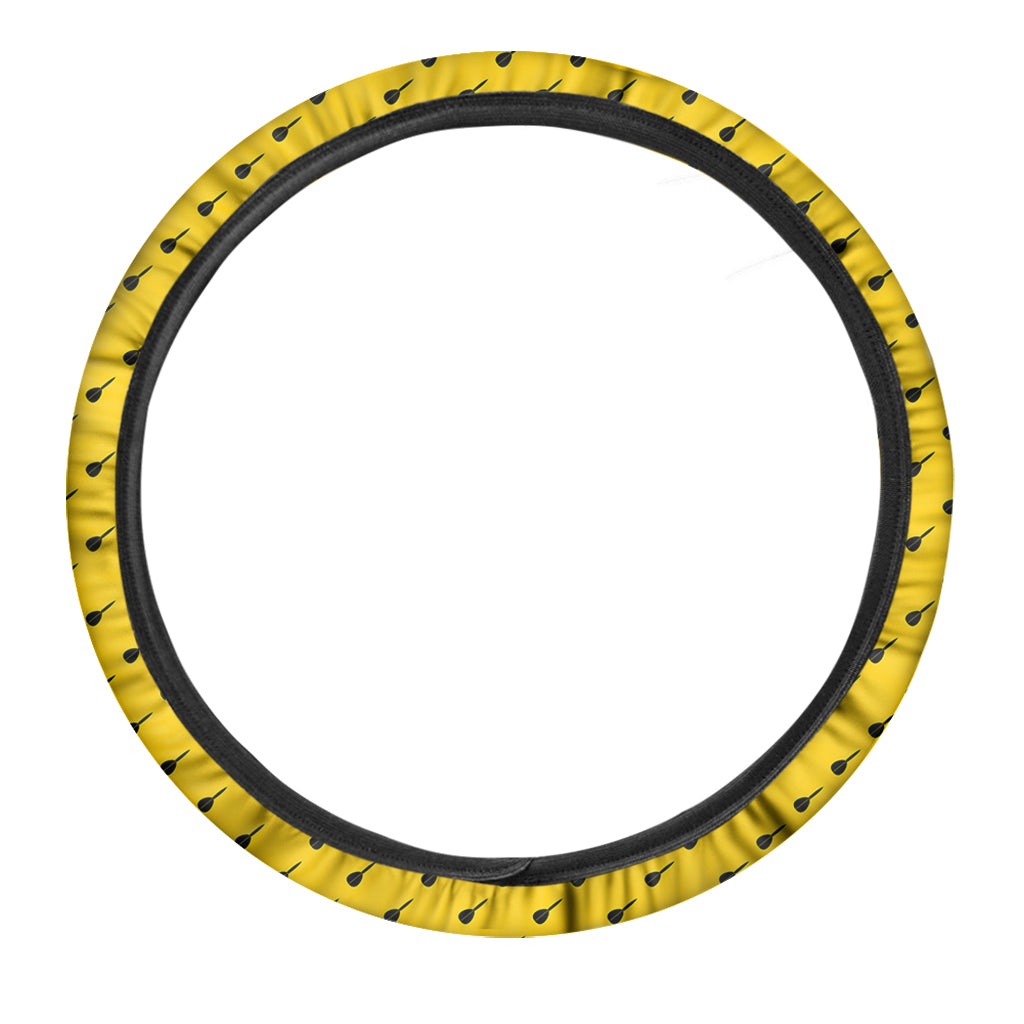 Yellow And Black Dart Pattern Print Car Steering Wheel Cover