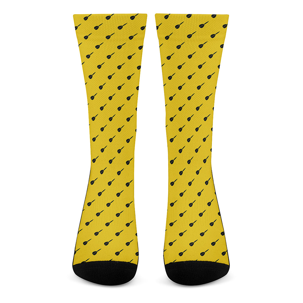 Yellow And Black Dart Pattern Print Crew Socks