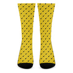 Yellow And Black Dart Pattern Print Crew Socks