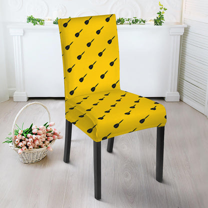 Yellow And Black Dart Pattern Print Dining Chair Slipcover