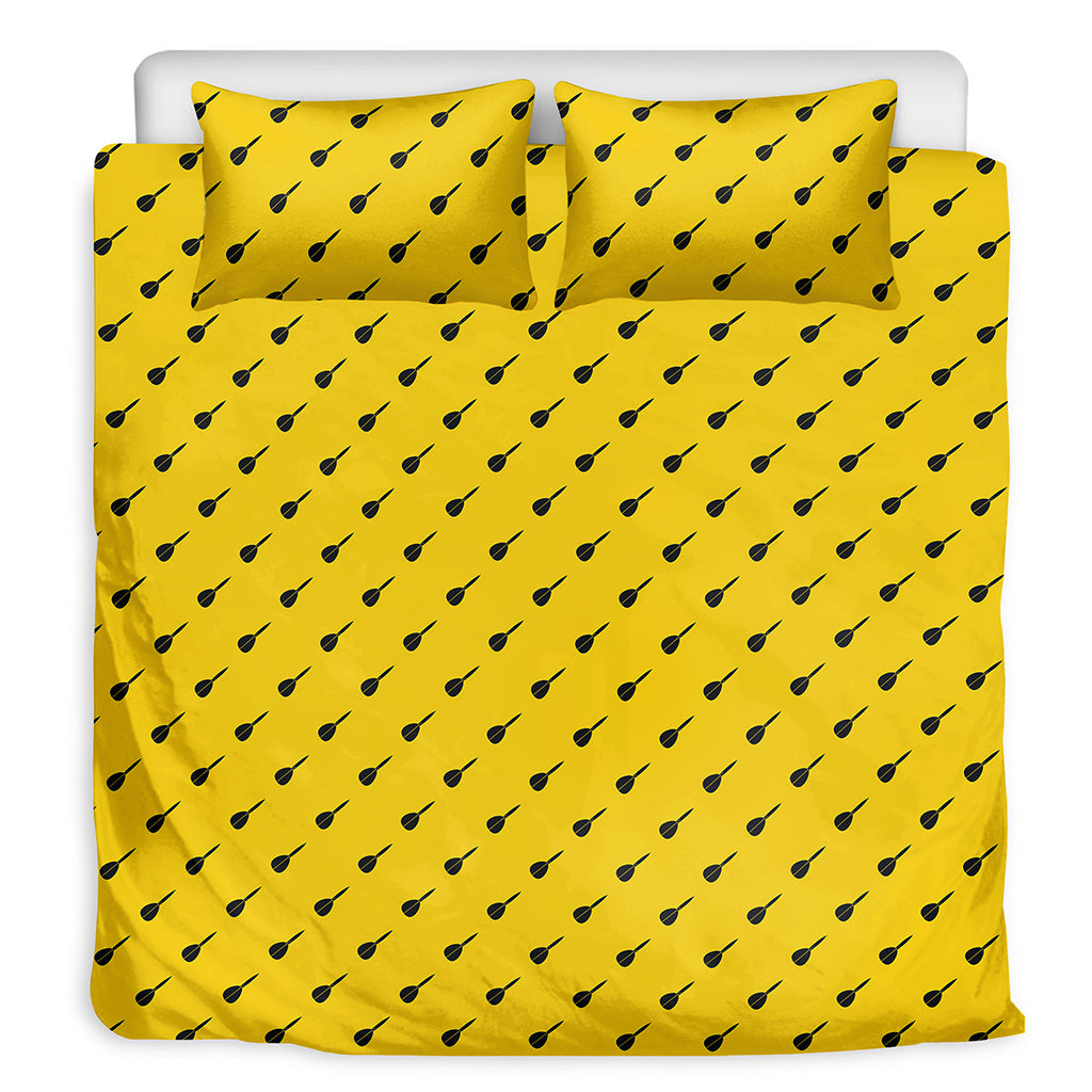 Yellow And Black Dart Pattern Print Duvet Cover Bedding Set