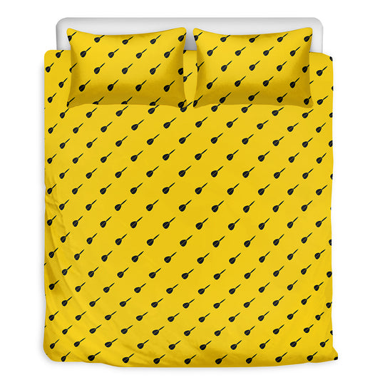 Yellow And Black Dart Pattern Print Duvet Cover Bedding Set