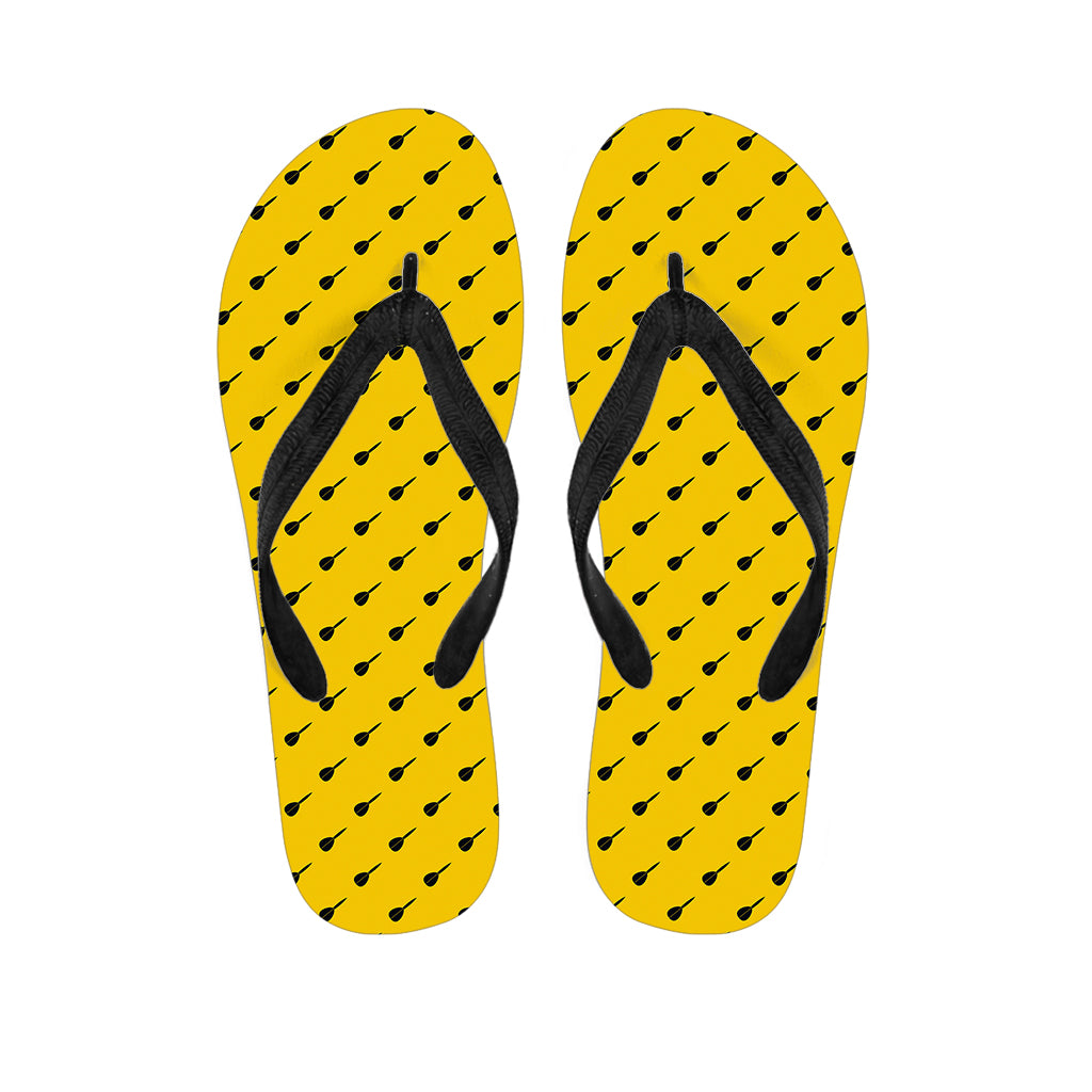 Yellow And Black Dart Pattern Print Flip Flops