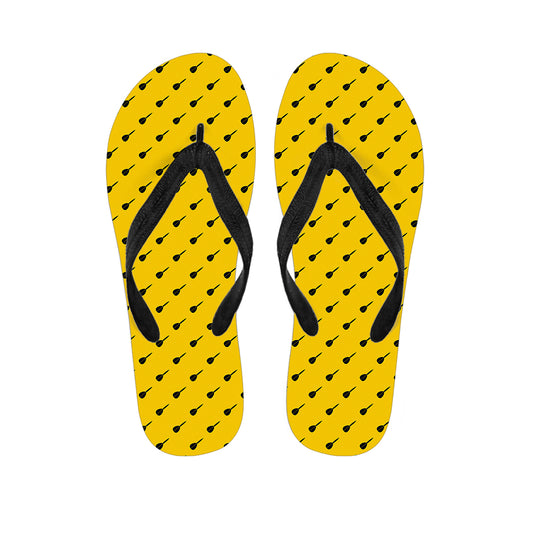 Yellow And Black Dart Pattern Print Flip Flops