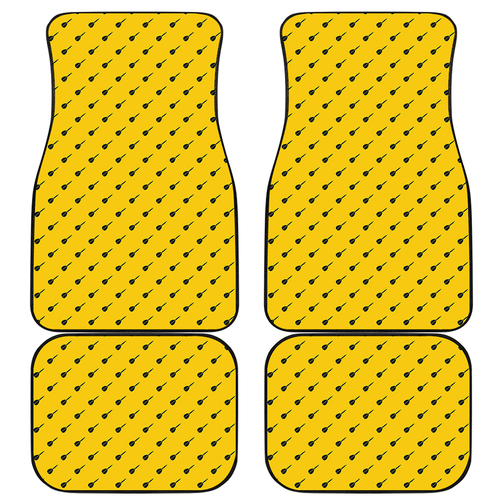 Yellow And Black Dart Pattern Print Front and Back Car Floor Mats