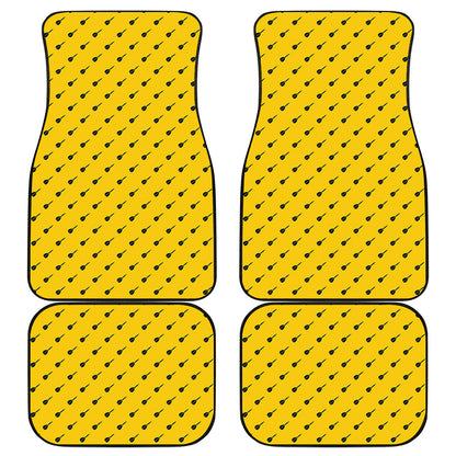 Yellow And Black Dart Pattern Print Front and Back Car Floor Mats