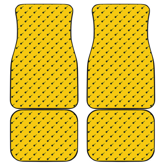 Yellow And Black Dart Pattern Print Front and Back Car Floor Mats