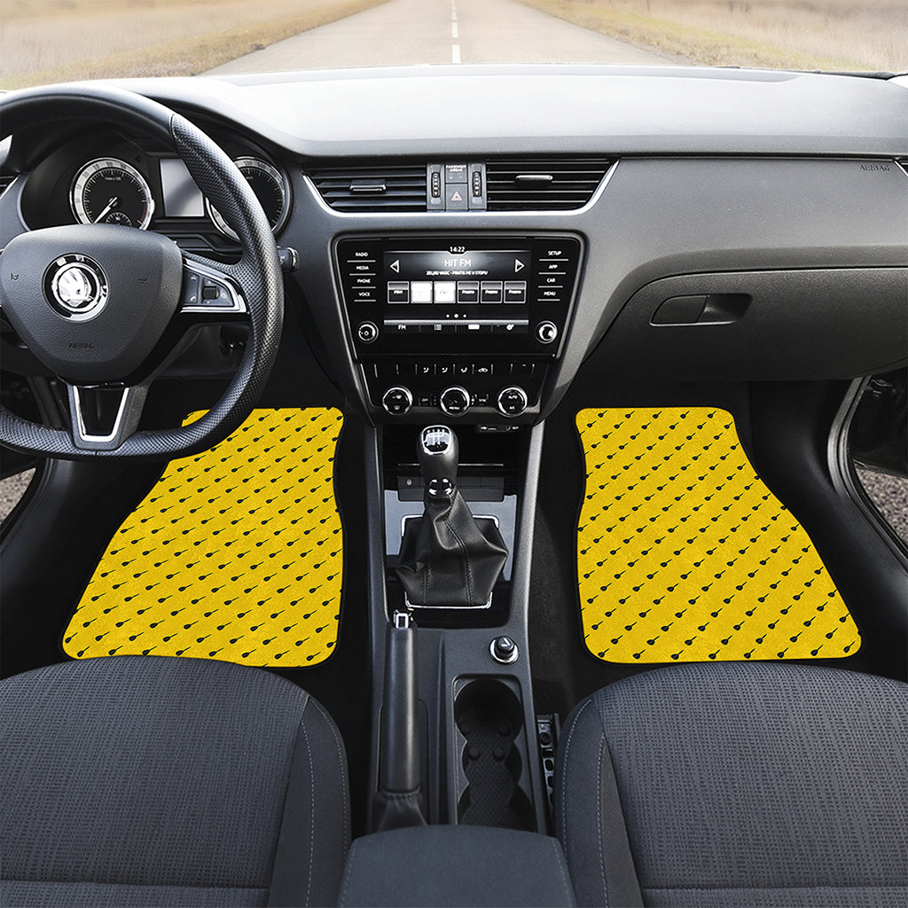 Yellow And Black Dart Pattern Print Front and Back Car Floor Mats