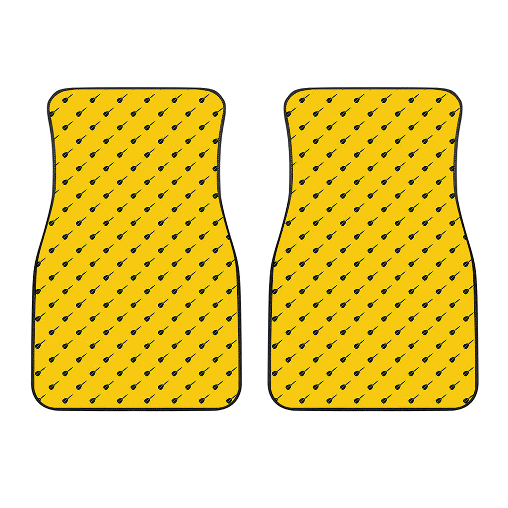 Yellow And Black Dart Pattern Print Front Car Floor Mats