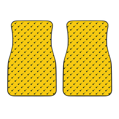 Yellow And Black Dart Pattern Print Front Car Floor Mats