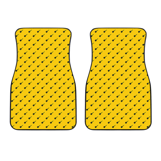 Yellow And Black Dart Pattern Print Front Car Floor Mats