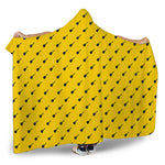 Yellow And Black Dart Pattern Print Hooded Blanket