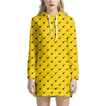 Yellow And Black Dart Pattern Print Hoodie Dress