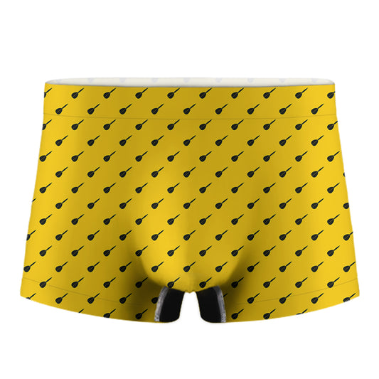 Yellow And Black Dart Pattern Print Men's Boxer Briefs