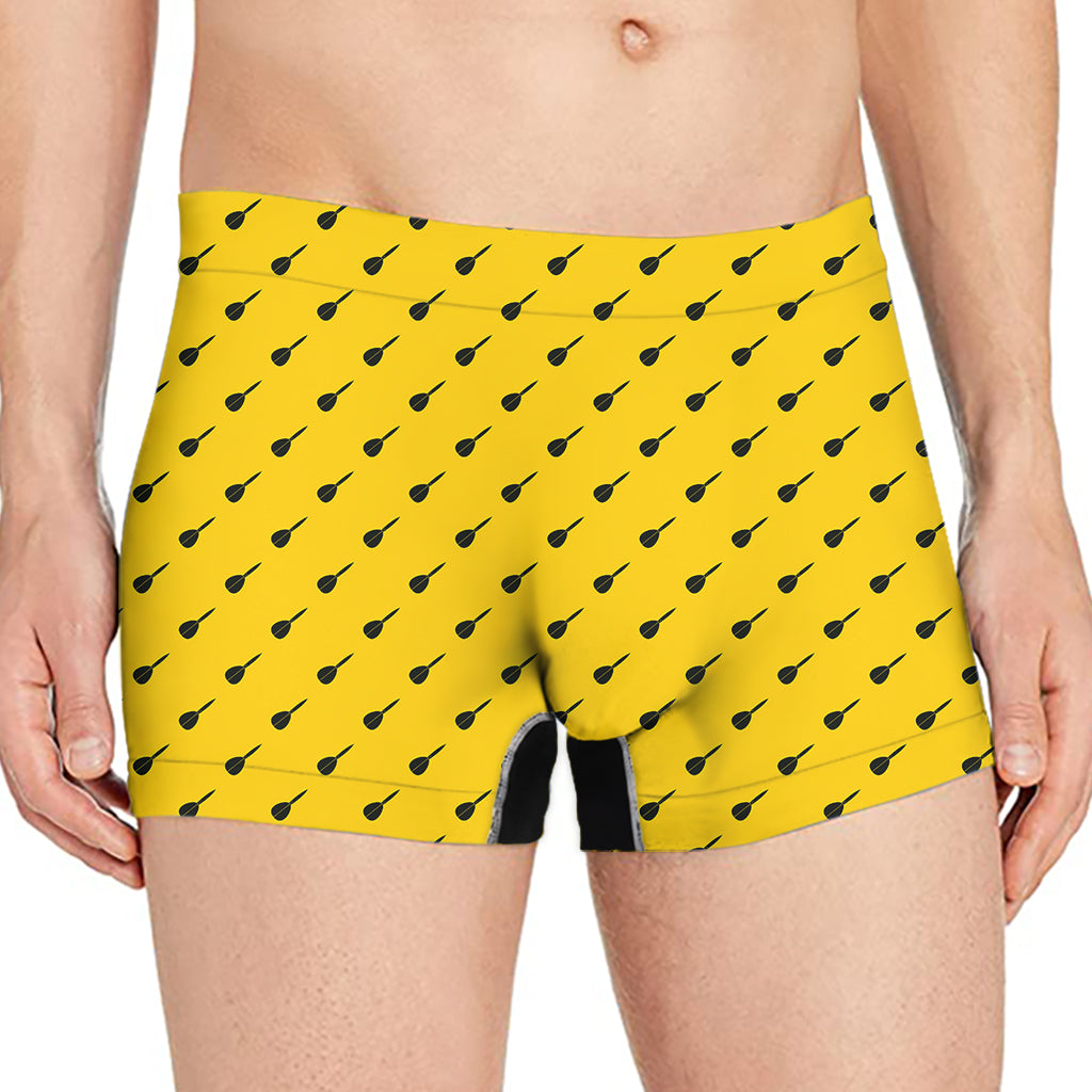 Yellow And Black Dart Pattern Print Men's Boxer Briefs