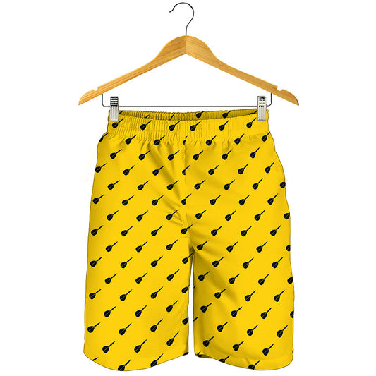 Yellow And Black Dart Pattern Print Men's Shorts