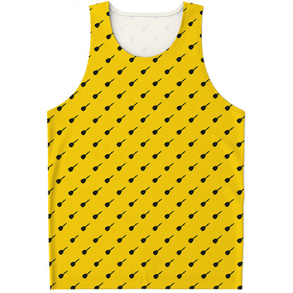 Yellow And Black Dart Pattern Print Men's Tank Top