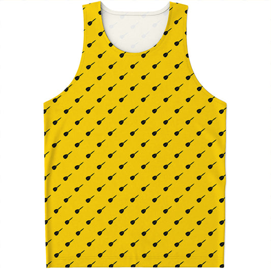 Yellow And Black Dart Pattern Print Men's Tank Top
