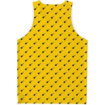 Yellow And Black Dart Pattern Print Men's Tank Top