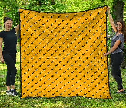 Yellow And Black Dart Pattern Print Quilt