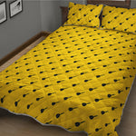 Yellow And Black Dart Pattern Print Quilt Bed Set